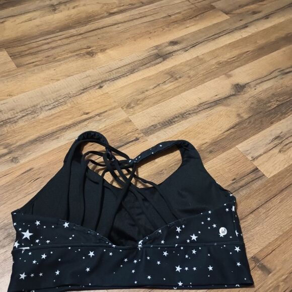 Wildfox Black & White Scattered Star Crisscross Sports Bra - Picture 6 of 8